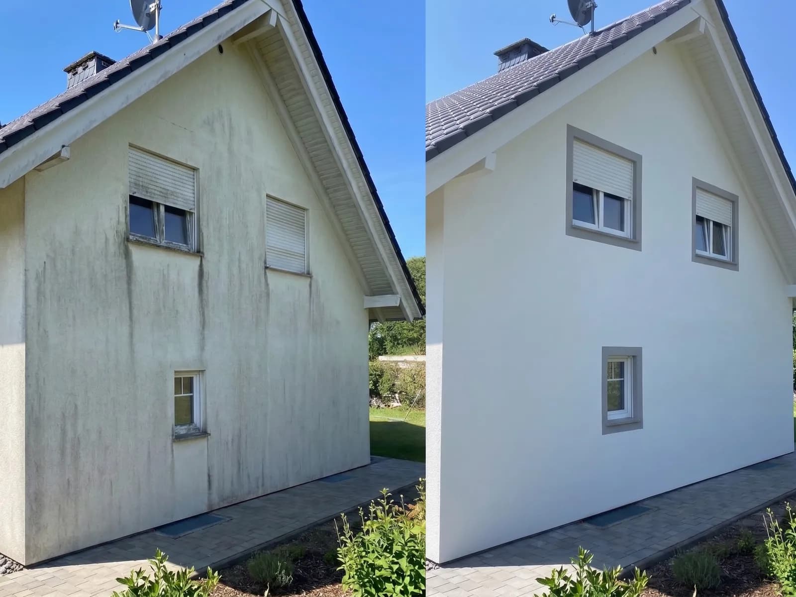Hausfassade vor und nach dem Neuanstrich in Nürnberg